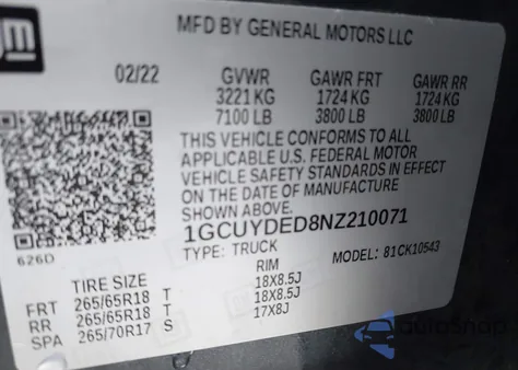 2022 Chevrolet Silverado 1500 Ltd 4Wd Short Bed Lt from USA, damaged, VIN 1GCUYDED8NZ210071